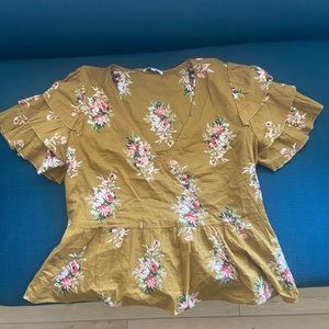 Madewell floral tiered sleeve peplum top